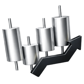 3D-icoon van een candlestick-handelsgrafiek op de over-ons-pagina van Waardorieel